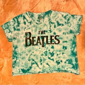 The Beatles Teal Tie-Dye Cropped T-Shirt Women’s